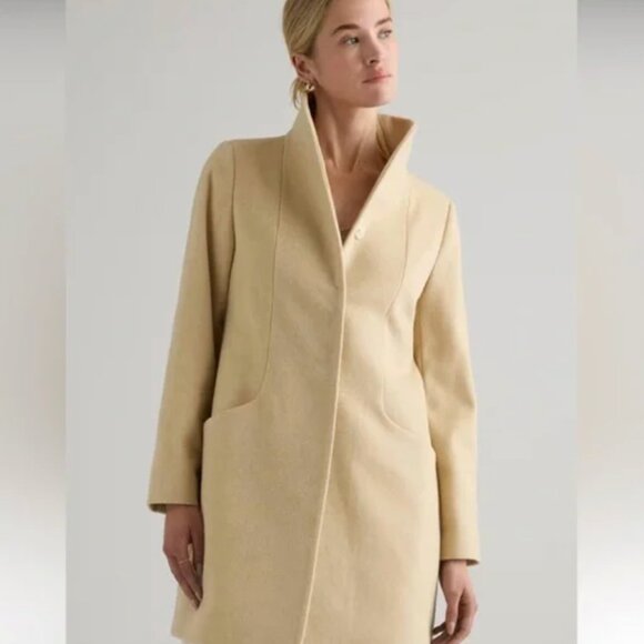 Quince Jackets & Blazers - Quince Italian Wool Cocoon Coat in Heather Macadamia Size Small